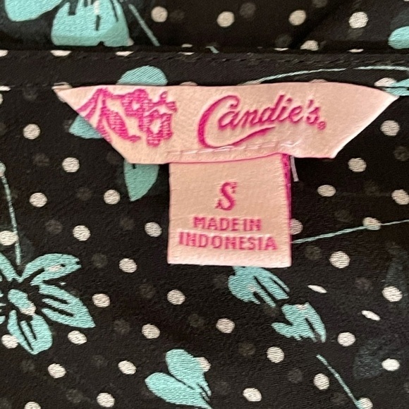 Candies sz sm silky top black with green print - Picture 7 of 9